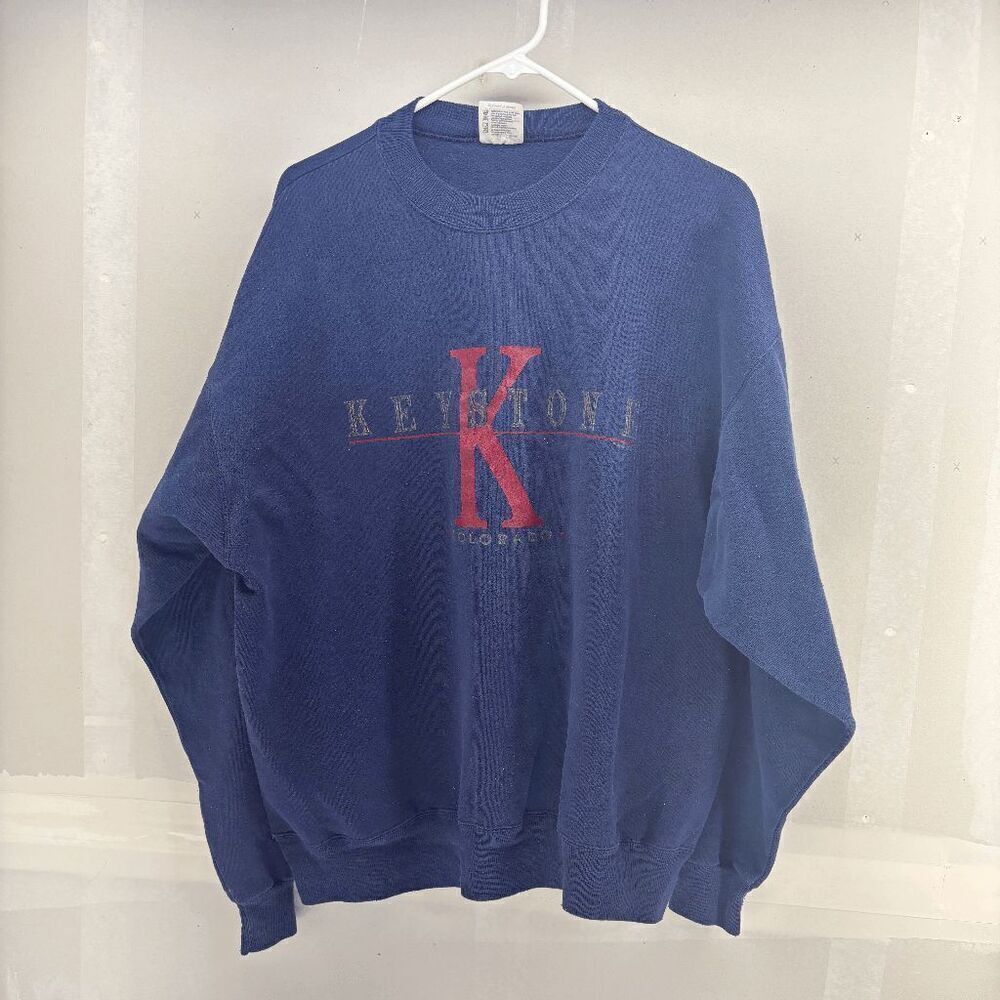 Vintage 90s Keystone Colorado Hanes Mens XXL Sweatshirt Blue Pullover Ski Resort